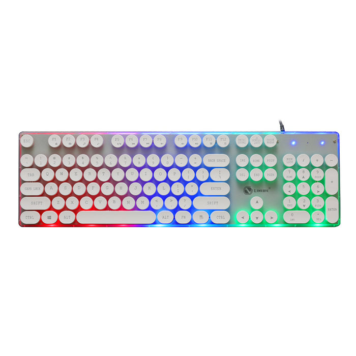 Neon Glow Retro Gaming Keyboard – Rainbow Backlit 104-Key