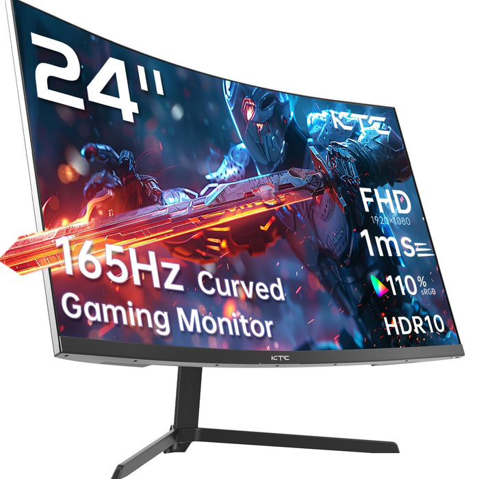 KTC 24 inch 1500R Curved Gaming Monitor 165Hz 1ms FHD 1080p VA Tilt Adaptive Sync HDR 110% sRGB DP/HDMIVESA for Gaming Home Office Business PS5 PC Monitors