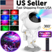 Astronaut night light with colorful LED lights and remote control, displayed with promotional text.