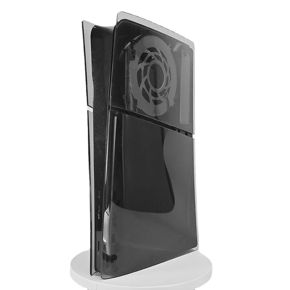Transparent Cover Plates for PS5 Slim Console Disc Edition Faceplate Clear Replacement Shell (Transparency Black)
