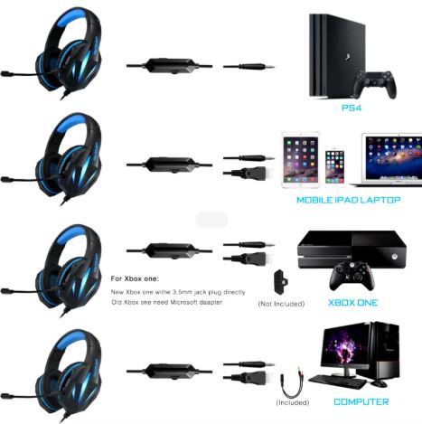 Cuffie da gioco luminose con cavo