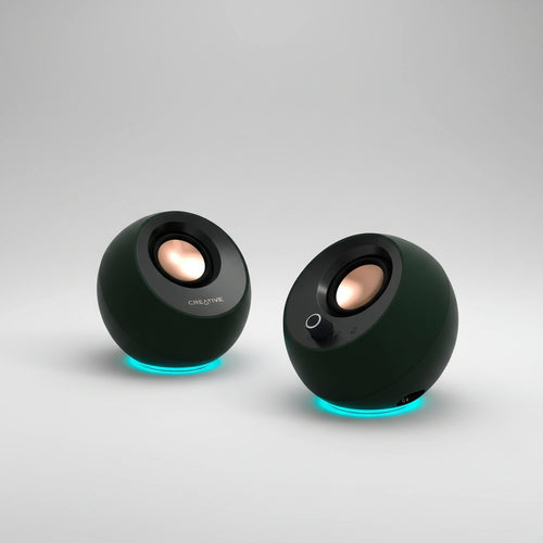 Creative Pebble Pro Minimalist 2.0 USB-C Computer Speakers MF1710 (Green) with Bluetooth 5.3 and Customizable RGB Lighting for PC and Mac (Renewed)