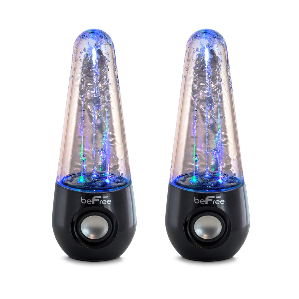 beFree Sound Bluetooth LED Dancing Water Multimedia Speakers in Black (BFS-Shelf Speaker)