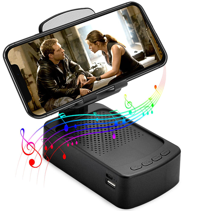 RSUARSUA Adjustable Phone Stand with Bluetooth Speaker