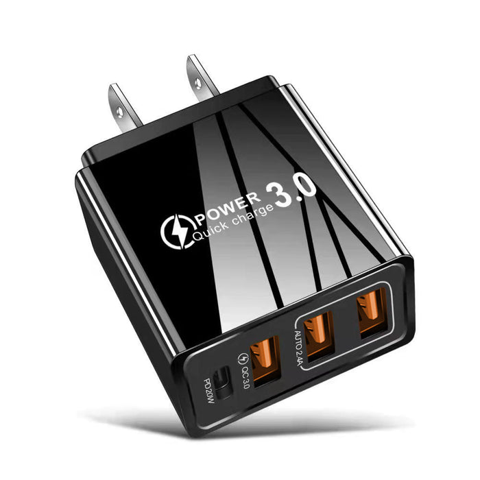 3USB+PD Type-C Mobile Phone Charger for Travel