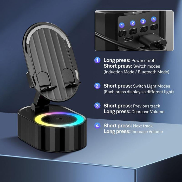 Supporto per telefono con altoparlante Bluetooth wireless (suono surround HD)